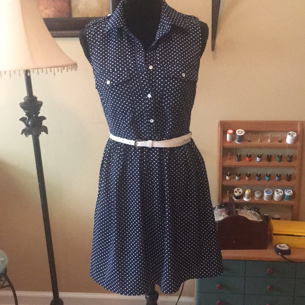 Navy polka dot dress